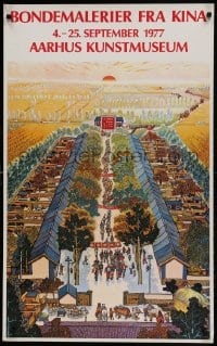 1d427 BONDEMALERIER FRA KINA 25x39 Danish museum/art exhibition 1977 overhead artwork of village!