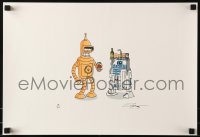 1d211 CHRIS THORNLEY signed #27/40 13x19 art print 2012 by the artist, Droids Bender and R2!