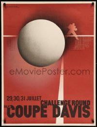 1d538 COUPE DAVIS 27x36 French special poster 1980 art of tennis court by Adolphe Mouron Cassandre