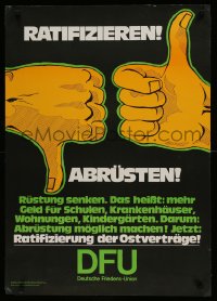 1d554 DEUTSCHE FRIEDENS-UNION 23x33 German special poster 1970s thumbs up and down!