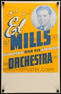 1d339 EL MILLS & HIS ORCHESTRA 14x22 music poster 1950s cool portrait of bandleader!