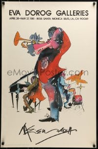 1d435 EVA DOROG GALLERIES 23x35 museum/art exhibition 1982 vibrant art of several musicians!