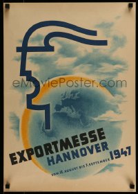 1d572 EXPORTMASSE HANNOVER 17x24 German special poster 1947 blue orb by Gebruder Janecke!