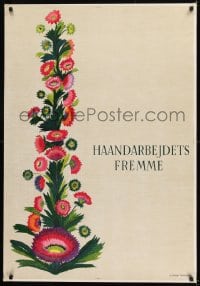 1d588 HAANDARBEJDETS FREMME 27x41 Danish special poster 1960s artwork of many colorful flowers!