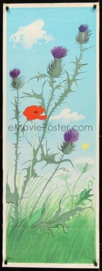 1d591 HELGE REFN 18x49 Danish special poster 1957 artwork of different flowers in a field!