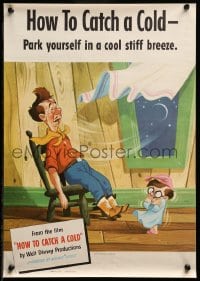 1d597 HOW TO CATCH A COLD 14x20 special 1951 Walt Disney health class cartoon, a stiff breeze!