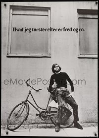 1d600 HVAD JEG TORSTER EFTER ER FRED OG RO 28x38 Danish special poster 1970s on bike with a Pepsi!