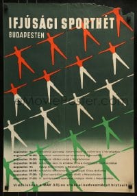 1d601 IFJUSAGI SPORTHET 19x27 Hungarian special poster 1960s art of many people by Dienes!