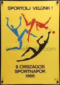 1d603 II. ORSZAGOS SPORTNAPOK 19x27 Hungarian special poster 1966 people playing soccer by Szepes!