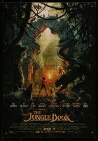 1d965 JUNGLE BOOK advance mini poster 2016 great image of Mowgli with Shere Khan and Kaa!