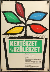 1d614 KERTESZET ES SZOLESZET 19x27 Hungarian special poster 1965 Matyas Gal artwork of flowers!