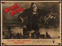 1d615 KING KONG 19x25 special poster R1952 best image of ape w/Fay Wray over New York skyline!