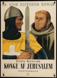 1d395 KONGE AF JERUSALEM 24x34 Danish advertising poster 1946 featuring art of two medieval men!