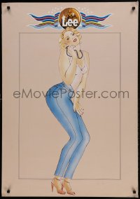 1d397 LEE 28x39 Danish advertising poster 1980s great full-length art of sexy woman in jeans!