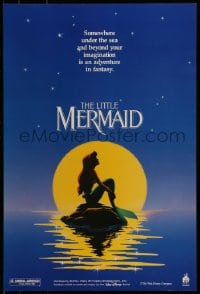 1d622 LITTLE MERMAID 18x26 special 1989 Ariel in moonlight, Disney underwater cartoon!