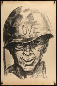 1d303 LOVE 23x35 art print 1969 D'Ambrosi sketch of soldier in helmet!