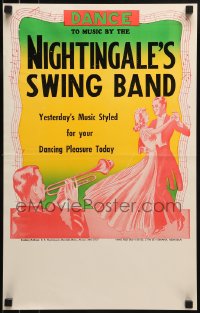 1d351 NIGHTINGALE'S SWING BAND 14x22 music poster 1950s music styled for dancing pleasure today!