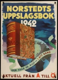 1d403 NORSTEDTS UPPSLAGSBOK 23x32 Swedish advertising poster 1942 Earth in the background, Skrede!