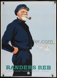 1d411 RANDERS REB 25x34 Danish advertising poster 1949 great art of sailor smoking pipe!