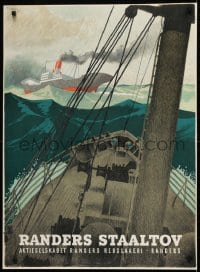 1d412 RANDERS REB 25x34 Danish advertising poster 1950s great art of ships at sea by Thelander!