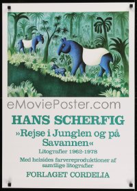 1d414 REJSE I JUNGLEN OG PA SAVANNEN 23x33 Danish advertising poster 1980 animals by Scherfig!