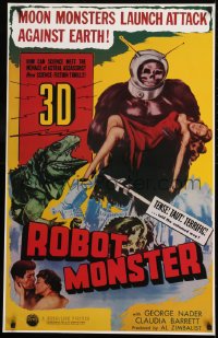 1d745 ROBOT MONSTER tv poster R1981 3-D, the worst movie ever, great wacky art!