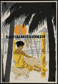 1d676 SANTALMISSIONEN 18x26 Danish special poster 1960s art of a native girl weaving at a loom!