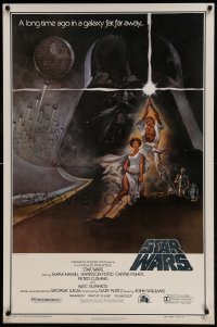 1d804 STAR WARS heavy stock 27x41 video poster R1982 George Lucas classic sci-fi epic, Tom Jung!