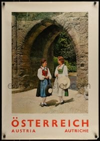 1d131 AUSTRIA 24x35 Austrian travel poster 1960s Traucht aus Oberosterreich, pretty women!