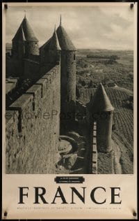 1d143 FRANCE 24x39 French travel poster 1960s La Cite de Carcassone, great castle image!