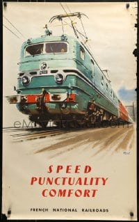 1d147 FRENCH NATIONAL RAILROADS 25x39 French travel poster 1954 train artwork by Albert Brenet!