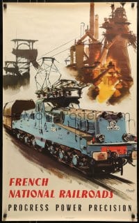 1d146 FRENCH NATIONAL RAILROADS 24x39 French travel poster 1955 train artwork by Albert Brenet!