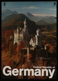 1d148 GERMANY 23x33 German travel poster 1980s great image of Neuschwanstein Castle!