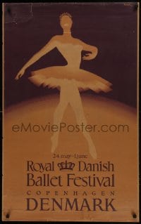 1d170 ROYAL DANISH BALLET FESTIVAL Danish 25x39 travel poster 1952 art of dancer by Henry Thelander!