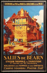 1d171 SALIES DE BEARN 25x39 French travel poster 1931 great artwork by Rene Roussel!