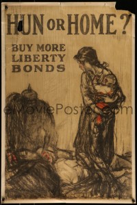 1d081 HUN OR HOME 20x30 WWI war poster 1919 Henry Raleigh art, buy more liberty bonds!