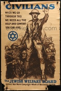 1d082 JEWISH WELFARE BOARD 22x33 WWI war poster 1918 cool soldier art by Sidney H. Riesenberg!