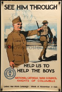 1d088 SEE HIM THROUGH 20x30 WWI war poster 1918 National Catholic War Council, Burton Rice art