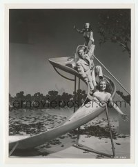 1h273 DOWN TO EARTH 8.25x10 still 1947 Rita Hayworth, Platt & Hunter on spiral slide by Ned Scott!