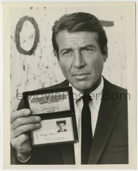 1h309 FBI TV 7.5x9.25 still 1960s c/u of Efrem Zimbalist Jr. as Inspector Lewis Erskine with badge!