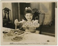 1h349 GINGER 8x10 still 1935 close up of cute Jane Withers cutting up her food at table!