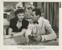 1h532 LADY EVE 8.25x10 still 1941 c/u of Barbara Stanwyck by Henry Fonda with playing cards!