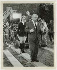 1h625 MARNIE candid 8x10 still 1964 director Alfred Hitchcock sets the pace for Tippi Hedren!