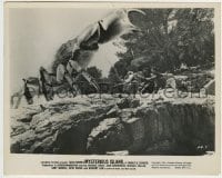 1h675 MYSTERIOUS ISLAND 8x10.25 still 1961 special effects scene with men fighting giant crab!