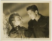 1h695 OF MICE & MEN 8x10.25 still 1940 great c/u of Bob Steele threatening smiling Lon Chaney Jr.!