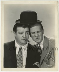 1h704 ONE NIGHT IN THE TROPICS 8.25x10 still 1940 Bud Abbott & Lou Costello sharing a bowler hat!