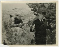 1h753 RANGE FEUD 8x10 still 1931 outlaw John Wayne holds Buck Jones at gunpoint from behind rock!