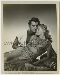 1h796 SALOME 8.25x10 still 1953 worried Stewart Granger holding sexy seductive Rita Hayworth!