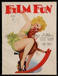 1m390 FILM FUN magazine August 1938 Enoch Bolles art of sexy pin-up girl on hobby horse!