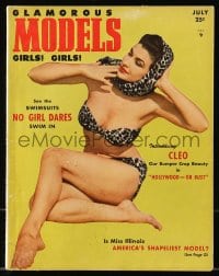 1m394 GLAMOROUS MODELS magazine July 1950 sexy girl in leopardskin bikini by Peter James Samerjan!